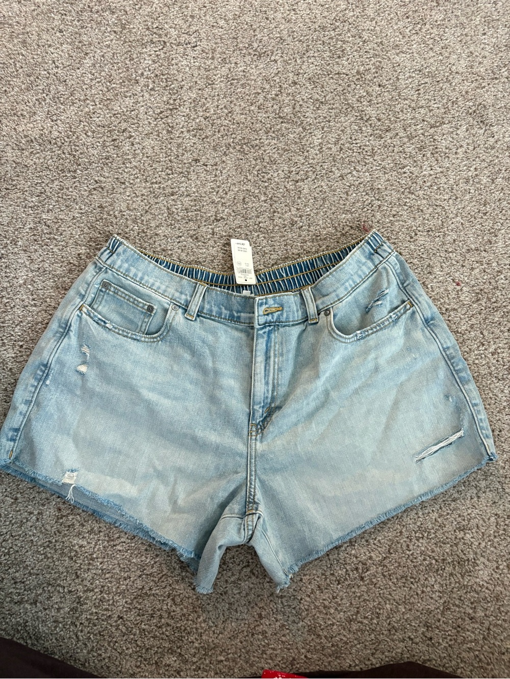 aerie Light Blue Distressed High-Rise Denim Shorts